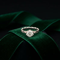 1 CT Round Lab Grown Diamond Faceted Edge Ring White
