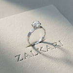1 CT Round Lab Grown Diamond Faceted Edge Ring White