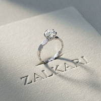 1 CT Round Lab Grown Diamond Faceted Edge Ring White