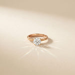 1 CT Round Lab Grown Diamond Celestial Carved Ring Rose Gold