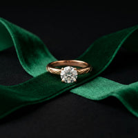 1 CT Round Lab Grown Diamond Celestial Carved Ring Rose Gold