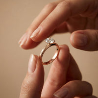 1 CT Round Lab Grown Diamond Celestial Carved Ring Rose Gold