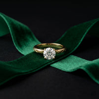 1 CT Round Lab Grown Diamond Celestial Carved Ring Gold