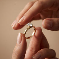 1 CT Round Lab Grown Diamond Celestial Carved Ring Gold