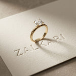 1 CT Round Lab Grown Diamond Celestial Carved Ring Gold