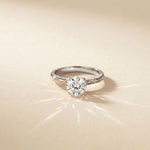 1 CT Round Lab Grown Diamond Celestial Carved Ring White