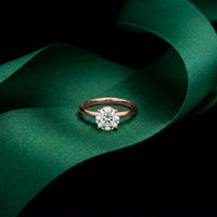 1 CT Round Lab Grown Diamond Classic Crown Ring Rose Gold