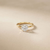 1 CT Round Lab Grown Diamond Classic Crown Ring Gold