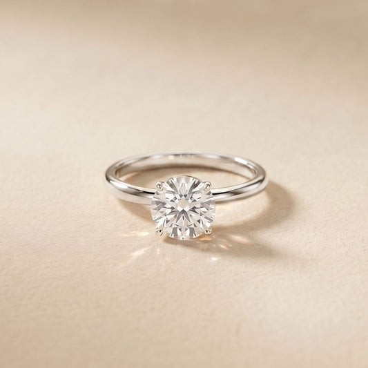 1 CT Round Lab Grown Diamond Classic Crown Ring