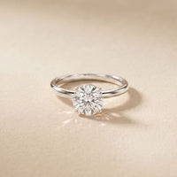 1 CT Round Lab Grown Diamond Classic Crown Ring White