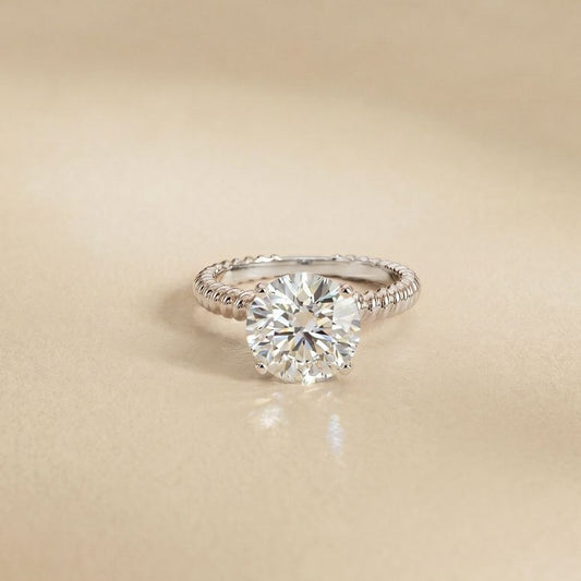 2.80CT Round Lab Grown Diamond Rope Luxe Solitaire Ring For Women White