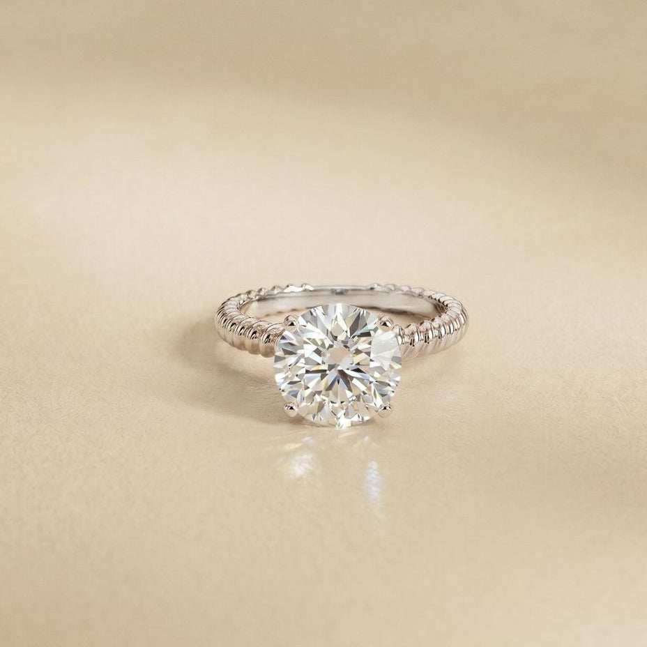 2.80CT Round Lab Grown Diamond Rope Luxe Solitaire Ring For Women White