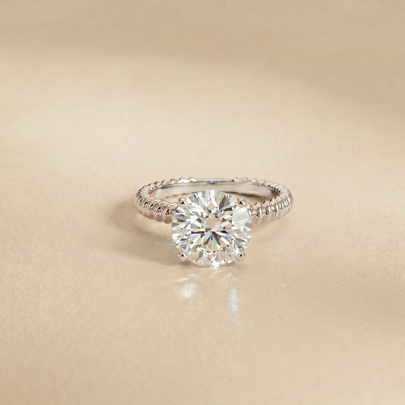 2.80CT Round Lab Grown Diamond Rope Luxe Solitaire Ring For Women White