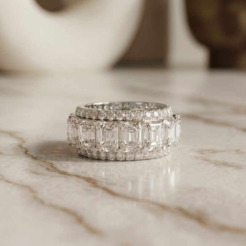 12.50CT Forever Brilliance Lab Grown Diamond Wedding Band Set White