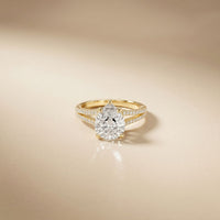 2.90 Ctw Pear Lab Grown Diamond Infinity Split Shank Ring Gold