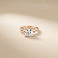 2.90 CTW Princess Lab Grown Diamond Split Shank Ring Rose Gold