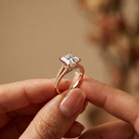 2.90 CTW Princess Lab Grown Diamond Split Shank Ring Rose Gold