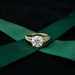 2.90 CTW Round Lab Grown Diamond Split Shank Ring For Her Gold