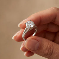 2.90 CTW Round Lab Grown Diamond Split Shank Ring For Her White