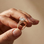 2.90CTW Asscher Lab Grown Diamond Double Row Split Shank Ring Rose Gold