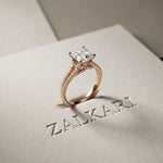 2.90CTW Asscher Lab Grown Diamond Double Row Split Shank Ring Rose Gold