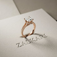 2.90CTW Asscher Lab Grown Diamond Double Row Split Shank Ring Rose Gold