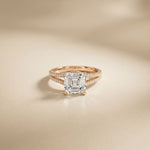2.90CTW Asscher Lab Grown Diamond Double Row Split Shank Ring Rose Gold