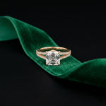2.90CTW Asscher Lab Grown Diamond Double Row Split Shank Ring Rose Gold