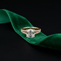 2.90CTW Asscher Lab Grown Diamond Double Row Split Shank Ring Rose Gold