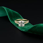 2.90CTW Asscher Lab Grown Diamond Double Row Split Shank Ring Gold