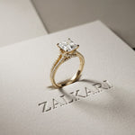 2.90CTW Asscher Lab Grown Diamond Double Row Split Shank Ring Gold