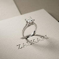 2.90CTW Asscher Lab Grown Diamond Double Row Split Shank Ring White