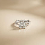 2.90CTW Asscher Lab Grown Diamond Double Row Split Shank Ring White