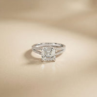 2.90CTW Asscher Lab Grown Diamond Double Row Split Shank Ring White