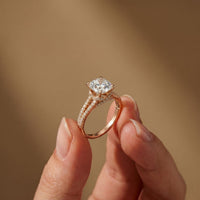 2.90CTW Cushion Lab Grown Diamond Two Row Split Shank Ring Rose Gold