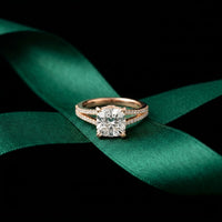 2.90CTW Cushion Lab Grown Diamond Two Row Split Shank Ring Rose Gold