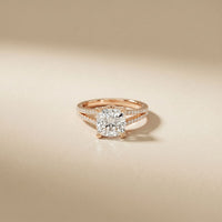 2.90CTW Cushion Lab Grown Diamond Two Row Split Shank Ring Rose Gold