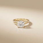 2.90CTW Cushion Lab Grown Diamond Two Row Split Shank Ring Gold