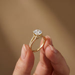 2.90CTW Cushion Lab Grown Diamond Two Row Split Shank Ring Gold