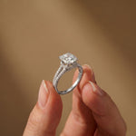 2.90CTW Cushion Lab Grown Diamond Two Row Split Shank Ring White