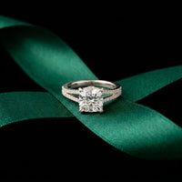 2.90CTW Cushion Lab Grown Diamond Two Row Split Shank Ring White