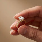 2.90CTW Emerald Lab Grown Diamond Golden Split Shank Ring Gold