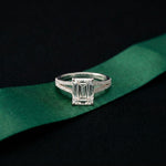 2.90 Ct Emerald Cut Split Shank Pavé Lab Grown Diamond Ring White Gold