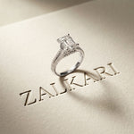 2.90CTW Emerald Lab Grown Diamond Golden Split Shank Ring White