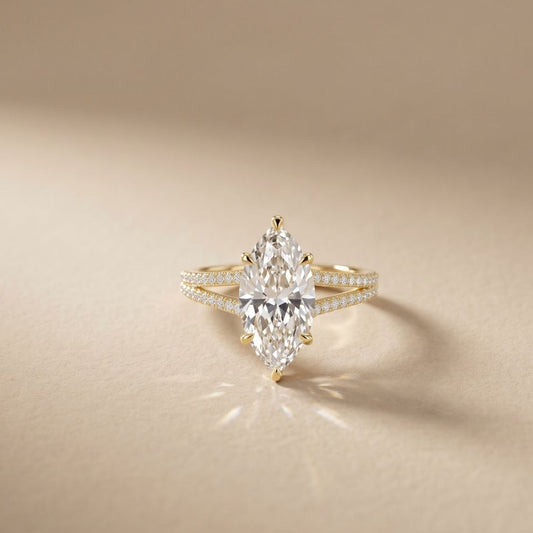 2.90CTW Marquise Lab Grown Diamond Grace Split Shank Ring Gold