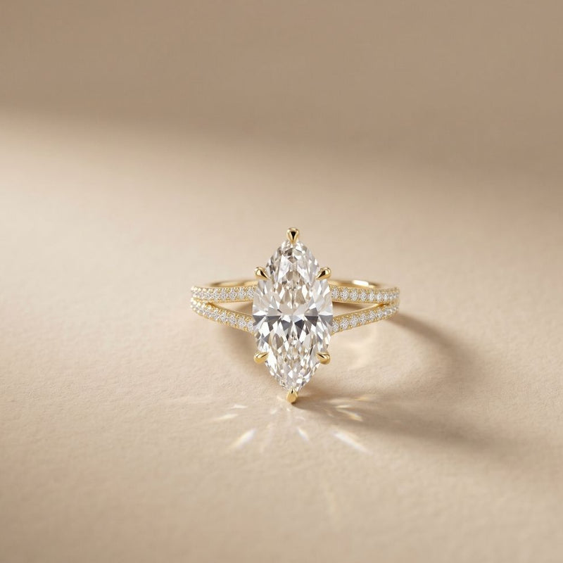 2.90CTW Marquise Lab Grown Diamond Grace Split Shank Ring Gold