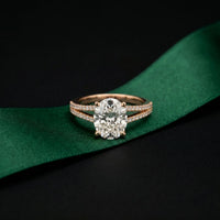 2.90CTW Oval Lab Grown Diamond Twin Shank Ring Rose Gold