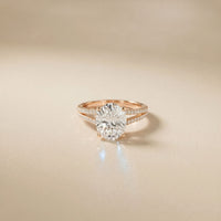 2.90CTW Oval Lab Grown Diamond Twin Shank Ring Rose Gold