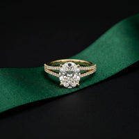 2.90CTW Oval Lab Grown Diamond Twin Shank Ring Gold
