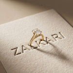 2.90CTW Oval Lab Grown Diamond Twin Shank Ring Gold